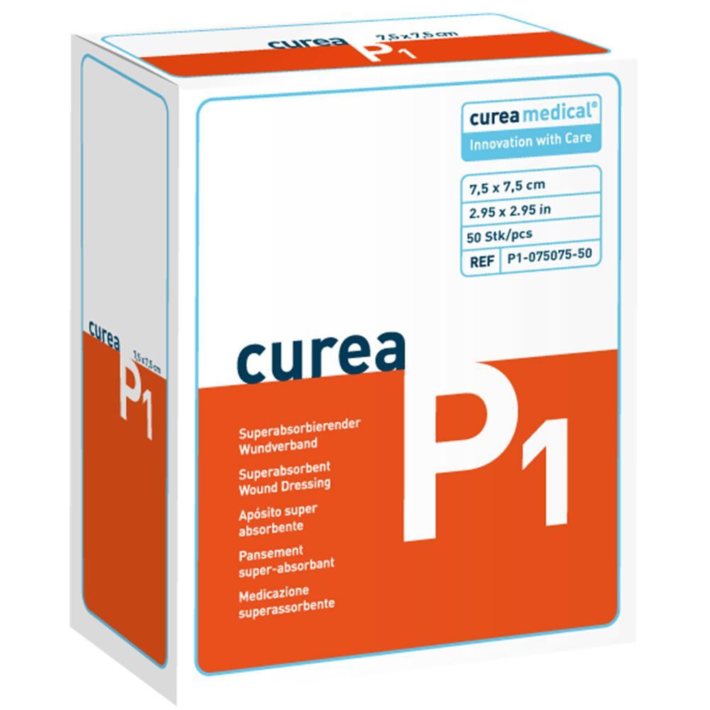 CUREA P1 superabsorb.Wundauflage 7,5x7,5 cm